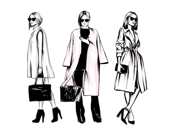 Manteau Élégant Look Élégant Vêtements Accessoires Illustration Vectorielle Pour Une — Image vectorielle