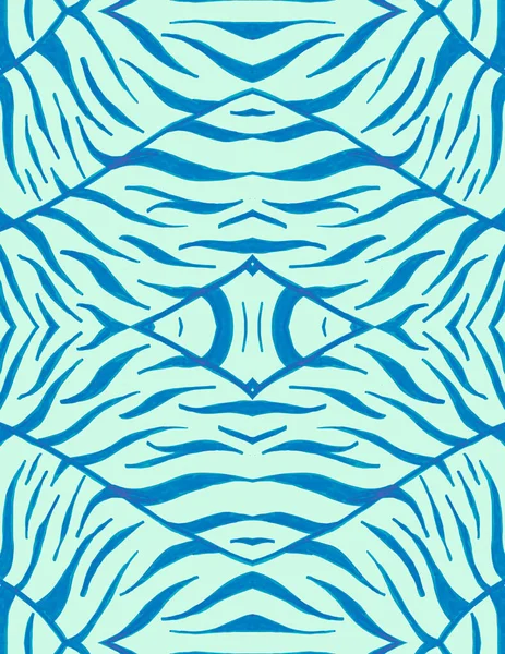 Watercolor Zebra Background. Blue Jungle Print.