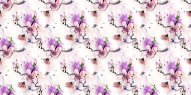 Sakura Çiçeği. Kusursuz kiraz duvar kağıdı. Beyaz 