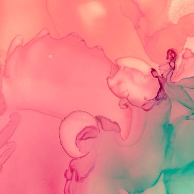 Kırmızı ve Yeşil Soyut Resimler. Alkol Mürekkebi 