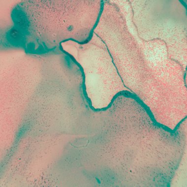 Mercan ve Yeşil Soyut Resimler. Suluboya 