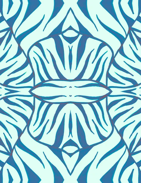 수채 색 줄무늬 장식. 블루 정글 패턴. — 스톡 사진