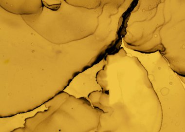 Siyah ve Sarı Soyut Akrilik Desen. Altın 