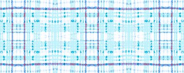 Deniz mavisi ekose. Beyaz Suluboya Tartan Kumaşı. 