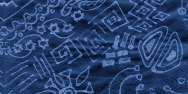 Donanma Çiçekleri Halk Şablonu. İndigo Farsça 