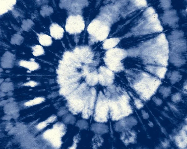 Indigo Spiral. Circular Tye Die. White Circle — Stock Photo, Image