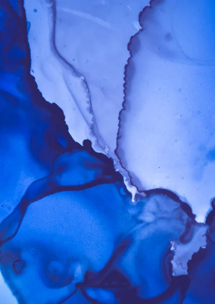Blue Flow Bakgrunn. Moderne alkoholblekk-tekstur. – stockfoto