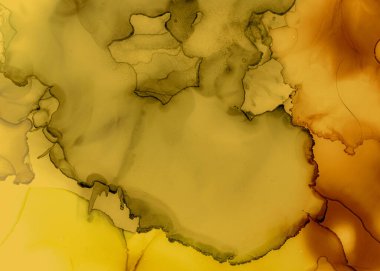 Siyah ve Sarı Soyut Akrilik Doku. Kaya 