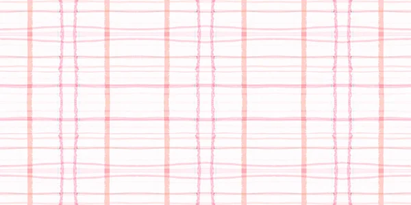 Aquarel roze check. Beige picknickstof. — Stockfoto