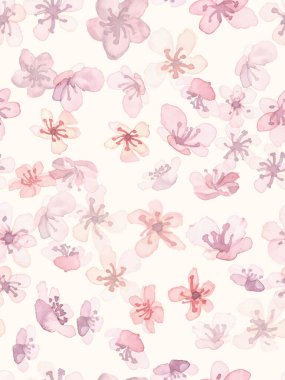 Sakura Çiçeği. Kusursuz çiçek deseni. Pastel 