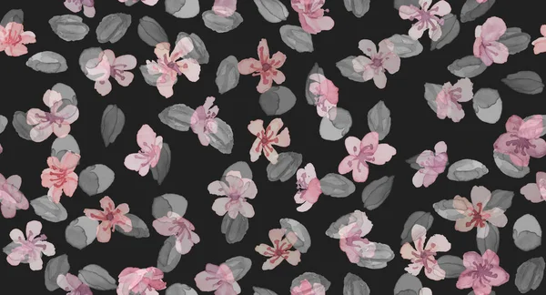 Sakura Vector Pattern. Rose Branch. Oriental — Vetor de Stock