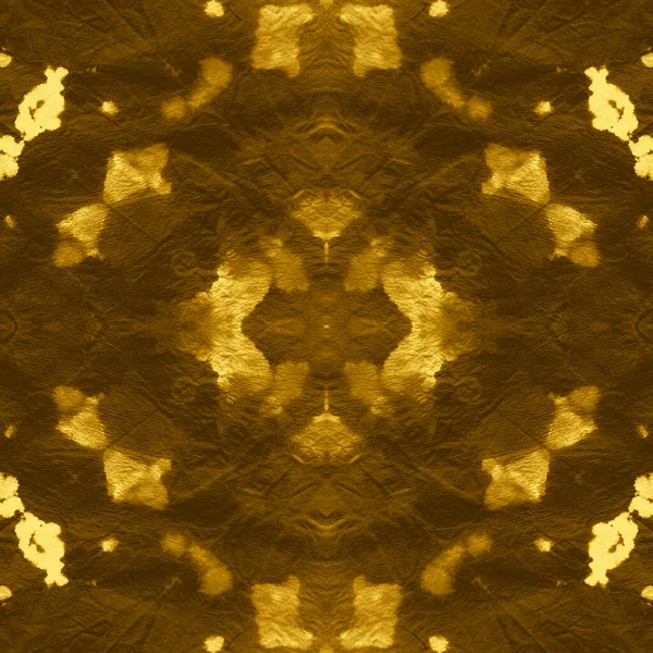 Bezešvé zlaté zabarvené textury Shibori. Tkanina — Stock fotografie
