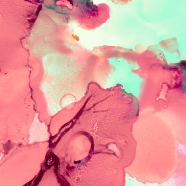 Kırmızı ve Yeşil Soyut Peyzaj. Suluboya 