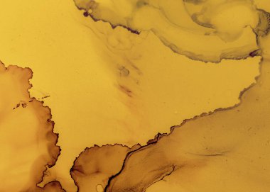 Siyah ve Sarı Soyut Akrilik Yüzey. Altın 