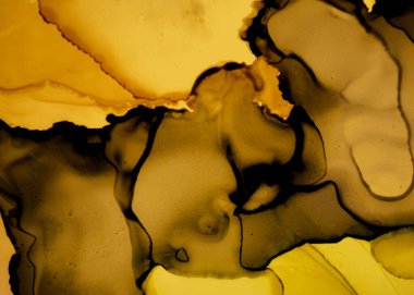 Siyah ve Sarı Soyut Akrilik Arkaplan. Gri 