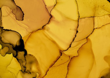 Siyah ve Sarı Soyut Akrilik Doku. Koyu 