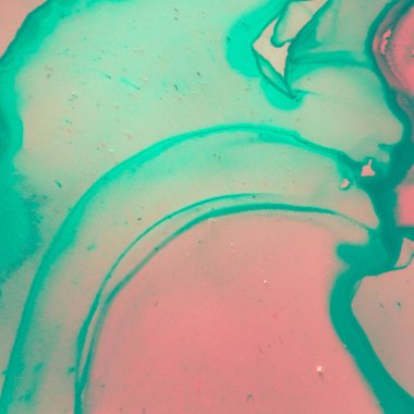 Mercan ve Yeşil Soyut Resimler. Suluboya 