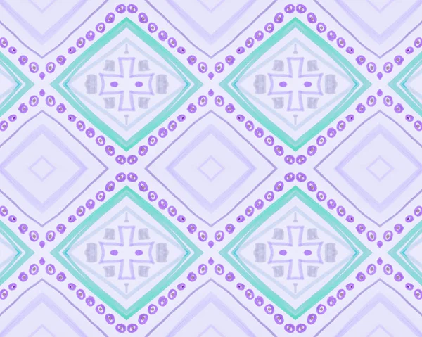 Violet Seamless Ethnic Ornament. Watercolor Ikat — Stock Photo, Image
