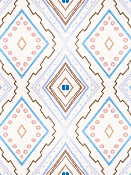 Голубой этнический узор. Винтажный орнамент Зиг-Заг. — стоковое фото