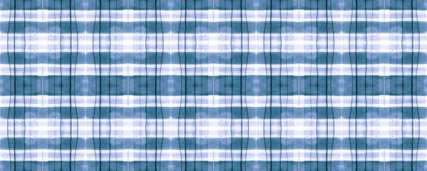 Blaues Picknick-Plaid. Aquarell-Check-Design. — Stockfoto