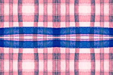 Suluboya İskoçya Kumaşı. Kırmızı Çizgili Tekstil. 