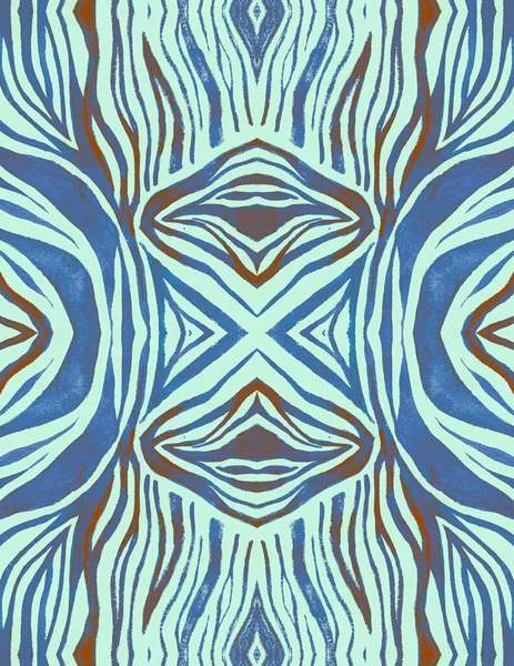 Aquarell Zebra Ornament. Blauer Dschungel. — Stockfoto