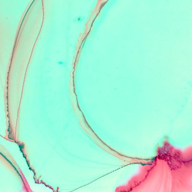 Kırmızı ve Yeşil Soyut Peyzaj. Suluboya Dalgası 