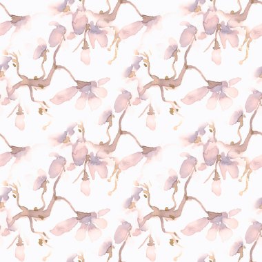 Suluboya Sakura Çizimi. Pembe Kiraz Çiçeği 