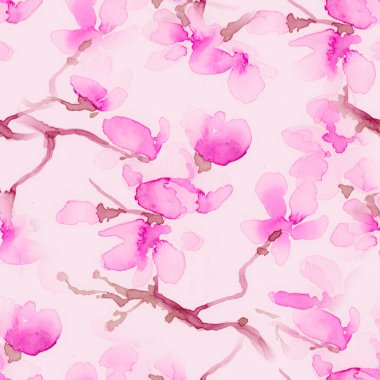 Sakura Suluboya. Beyaz Gül Yaprağı. Pembe Modern 