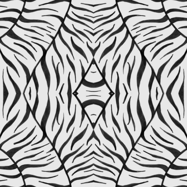 Seamless Zebra Pattern. Watercolour Africa Fur.
