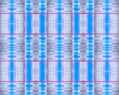 Mavi Çek Yazdır. Suluboya Ekose Materyal. 