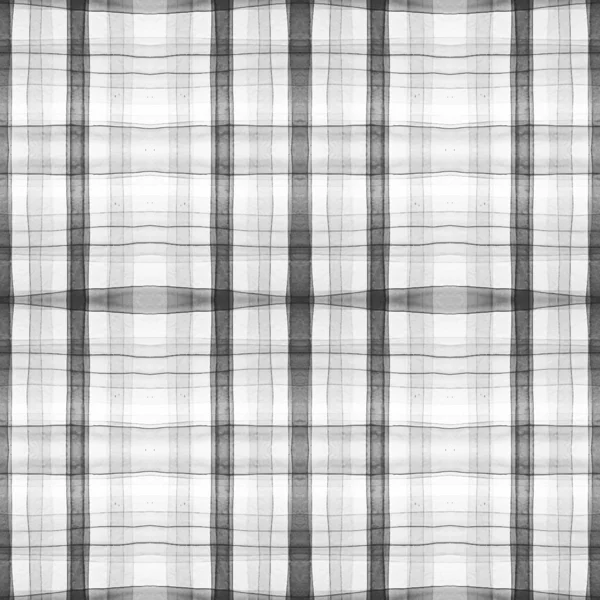 Monochrome Gray Scottish Check. Watercolor Tartan