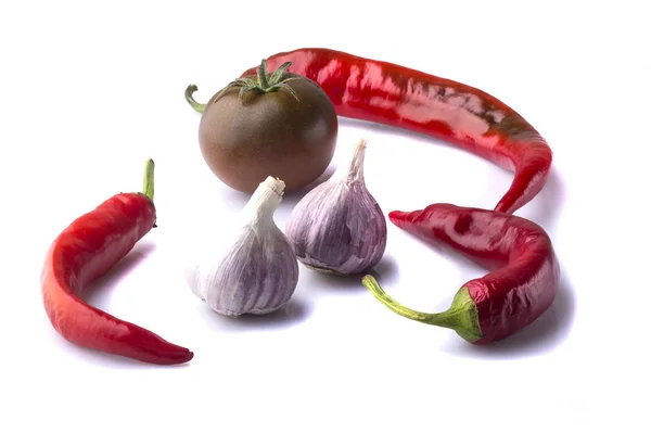 Groente Mix Van Knoflook Uien Tomaten Kruiden Een Uitstekende Keuze — Stockfoto