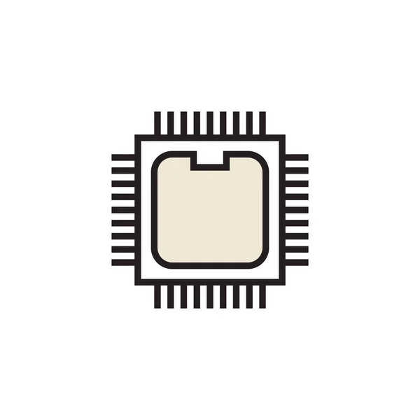 Schéma rempli d'icône de processeur ou illustration vectorielle de style ligne — Image vectorielle