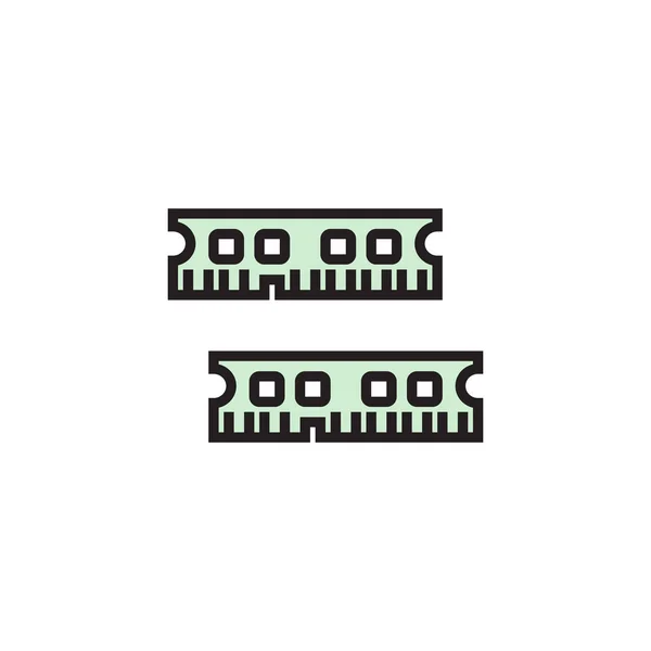 Icono de RAM relleno esquema o línea estilo vector ilustración — Vector de stock