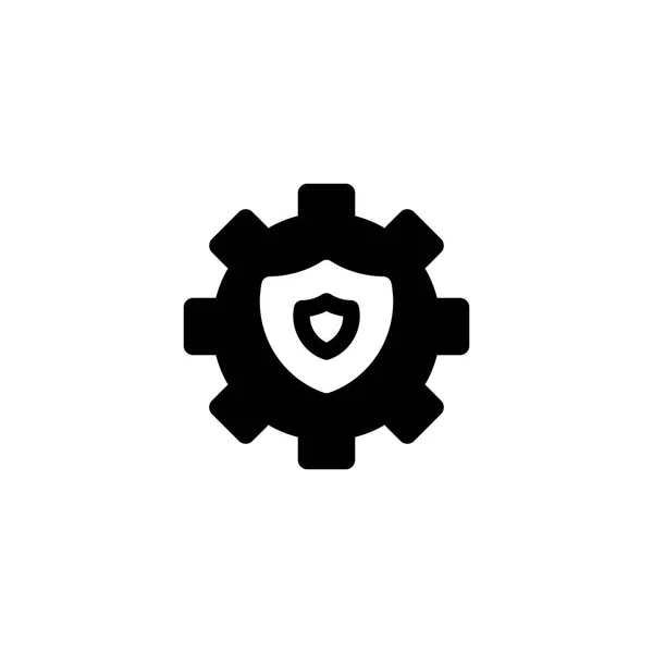 Ícone protegido por sistema com ilustração vetorial de estilo glifo. Software de cuidados do sistema — Vetor de Stock