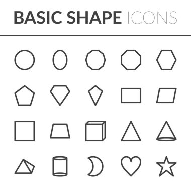 Set Of Basic Shape Icons. Line shape vector illustration clipart