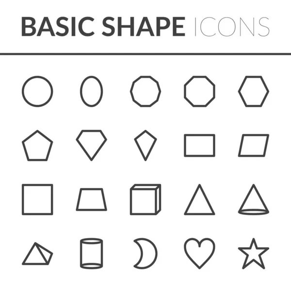 Conjunto de ícones de forma básica. Ilustração vetorial de forma de linha — Vetor de Stock