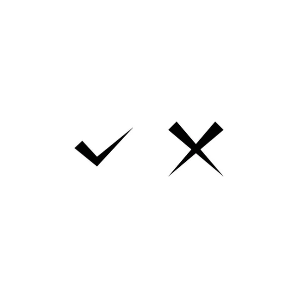Vinkje en kruisje pictogram vector illustratie geïsoleerd — Stockvector