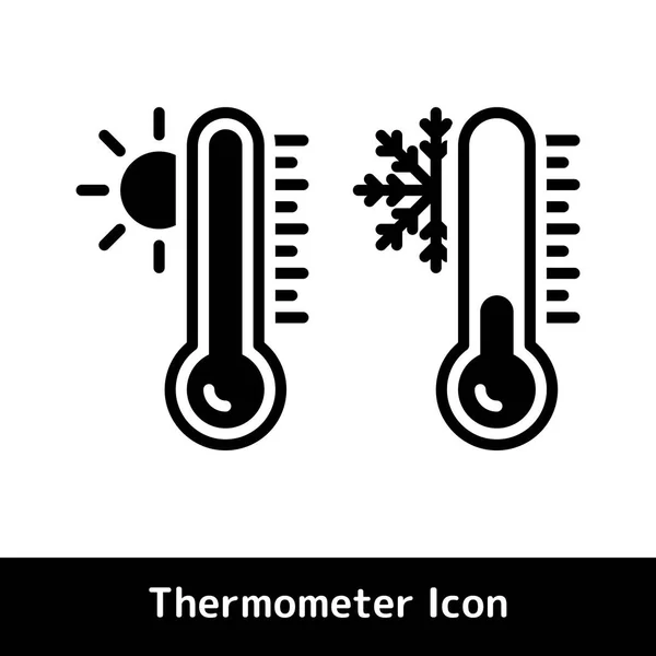 Значок термометра глифа для символов горячей и холодной температуры — стоковый вектор