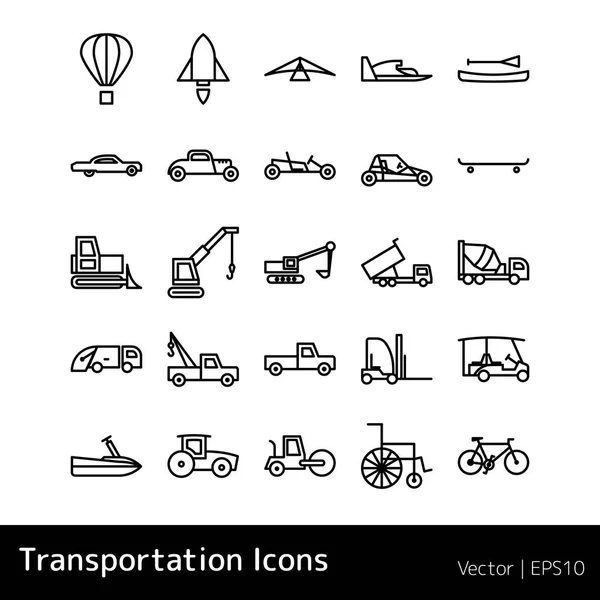 Set de icoane de transport izolate — Vector de stoc