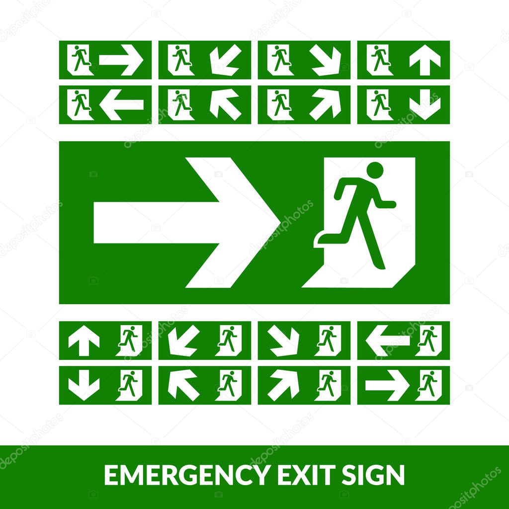 Green emergency exit door sign