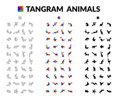 Çocuklar için Tangram Hayvanlar Beyin Oyunu Seti