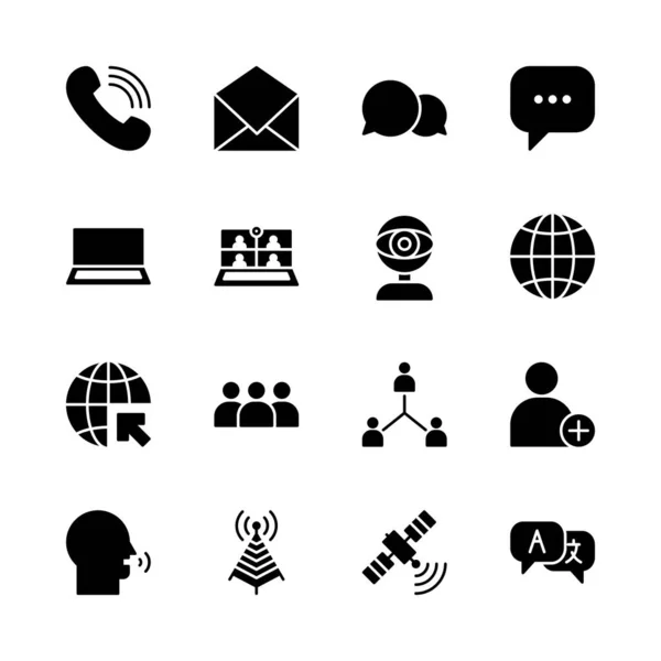 Conjunto Simple Iconos Comunicación Vector Perfecto Para Cualquier Propósito — Archivo Imágenes Vectoriales