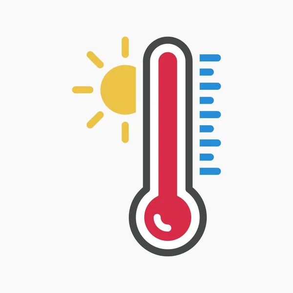 Vetor Ícone Temperatura Quente Símbolo Termómetro Isolado Para Quaisquer Fins Ilustração De Bancos De Imagens