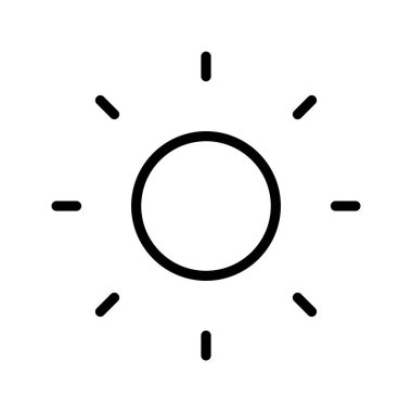 Beyaz arkaplanda izole edilmiş güneş ikonu vektör çizimi. Herhangi bir amaç için mükemmel