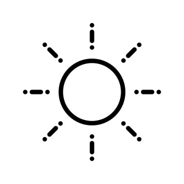 Beyaz arkaplanda izole edilmiş güneş ikonu vektör çizimi. Herhangi bir amaç için mükemmel