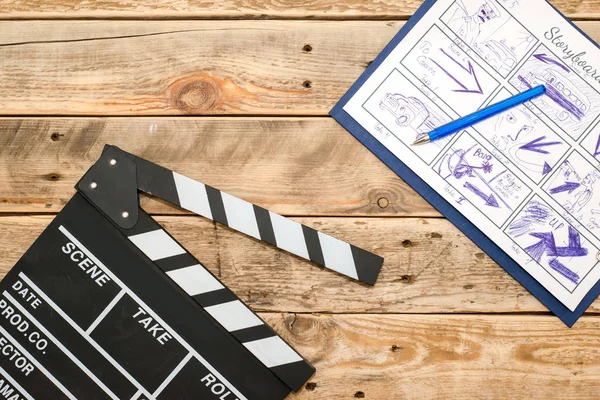 Clapperboard Storyboard Wood — Stock Photo, Image