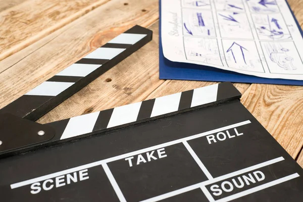 Clapperboard Storyboard Wood — Stock Photo, Image