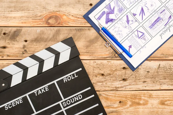 Clapperboard Πίνακα Διάταξης Για Ξύλο — Φωτογραφία Αρχείου